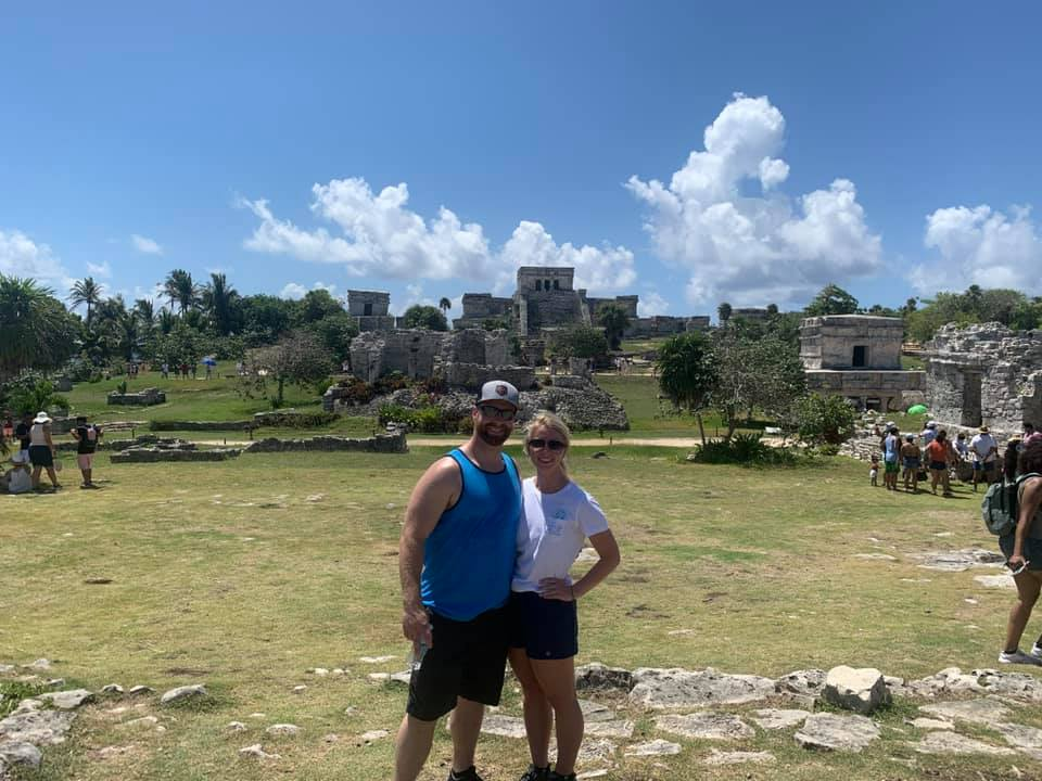 Jon and Steph at the Mayan Ruins on their Honeymoon