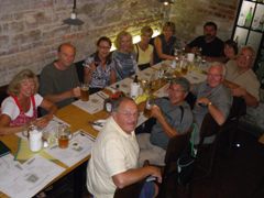 Mike, Diane and the gang at lunch in Prague.