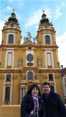 Gayle and Mary in front the of Melk Abbey on their Viking River Cruise!