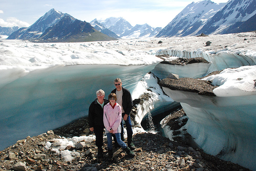 The Malsch family in ALASKA on a Glacier!