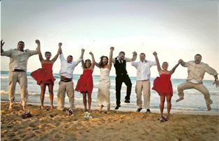 This wedding party at Excellence in Punta Cana jumped in for the fun! 