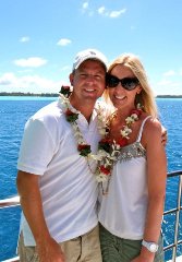 Jay and Carrie on boat to Bora Bora!