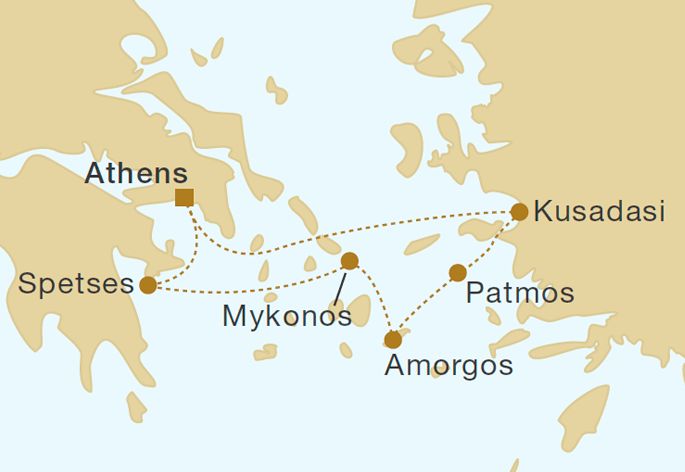 Northern Cyclades 7 Nights Itinerary Map