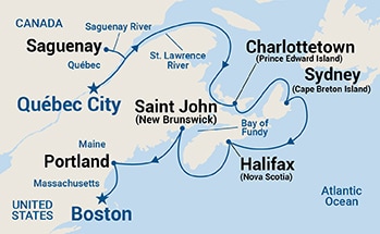 11-Day Classic Canada & New England Itinerary Map