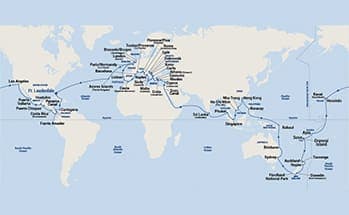 114-Day World Cruise - Roundtrip Ft. Lauderdale Itinerary Map