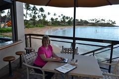 Pattin enjoying her Lanai at the Napili Kai